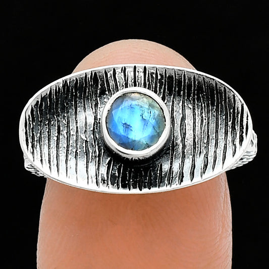 Faceted Rainbow Moonstone - India Ring size-7 R-1573 SDR244285