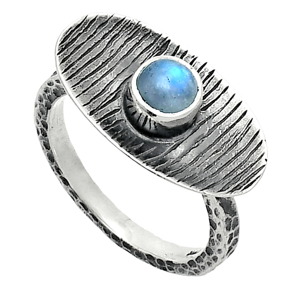 Natural Rainbow Moonstone - India Ring size-7 R-1573 SDR244286