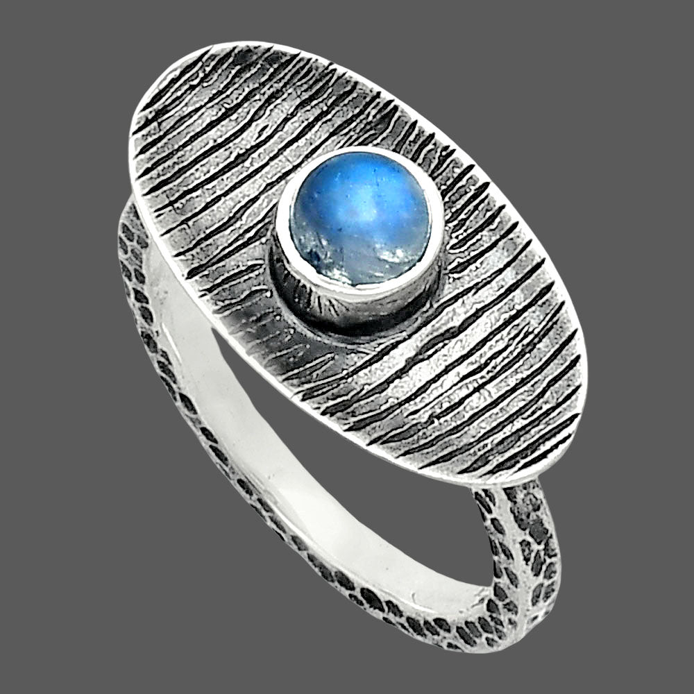 Natural Rainbow Moonstone - India Ring size-8 R-1573 SDR244287