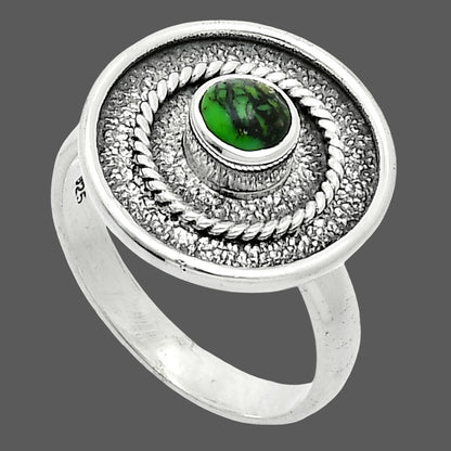 Natural Green Matrix Turquoise Ring size-8 R-1439 SDR244299