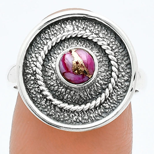 Kingman Pink Dahlia Turquoise Ring size-8 R-1439 SDR244304