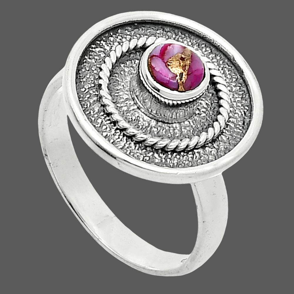Kingman Pink Dahlia Turquoise Ring size-8 R-1439 SDR244304