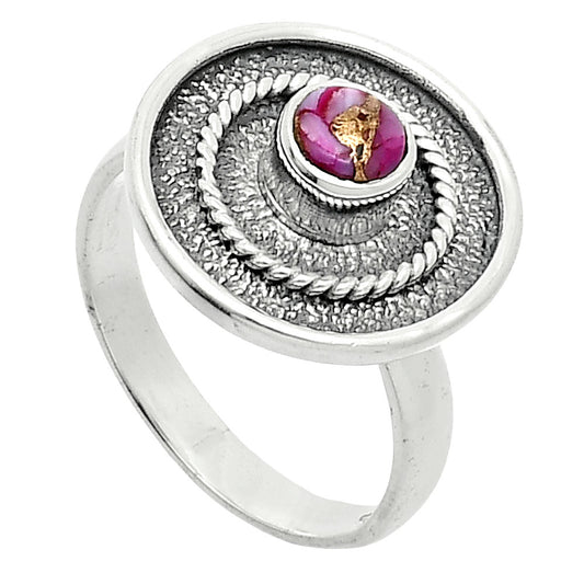 Kingman Pink Dahlia Turquoise Ring size-8 R-1439 SDR244304