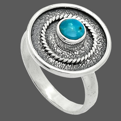 Natural Turquoise Morenci Mine Ring size-8 R-1439 SDR244306