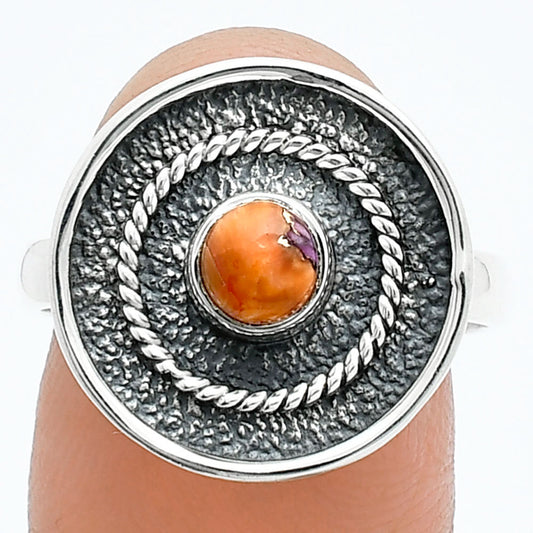 Kingman Orange Dahlia Turquoise Ring size-8 R-1439 SDR244316