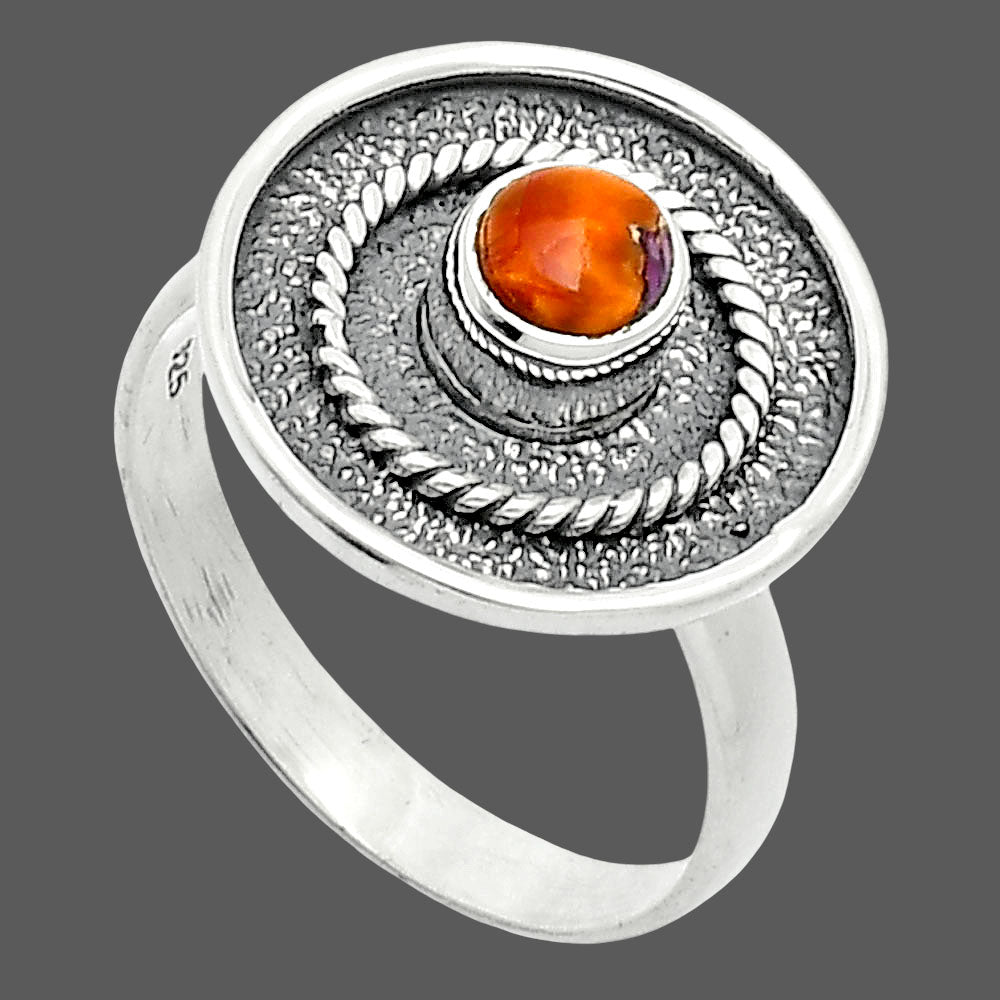 Kingman Orange Dahlia Turquoise Ring size-8 R-1439 SDR244316