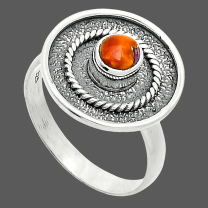 Kingman Orange Dahlia Turquoise Ring size-8 R-1439 SDR244316