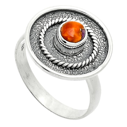 Kingman Orange Dahlia Turquoise Ring size-8 R-1439 SDR244316