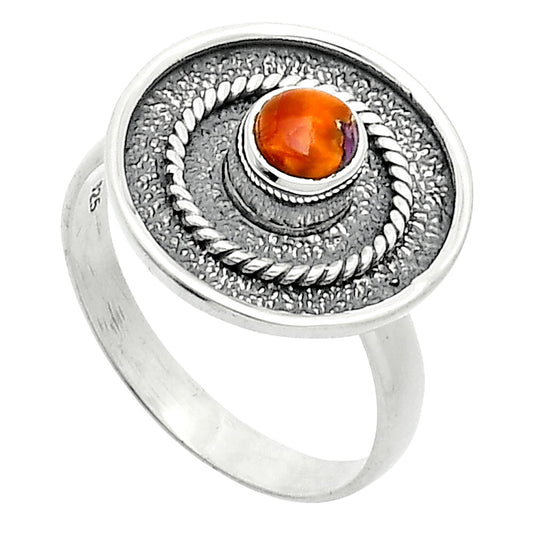 Kingman Orange Dahlia Turquoise Ring size-8 R-1439 SDR244316