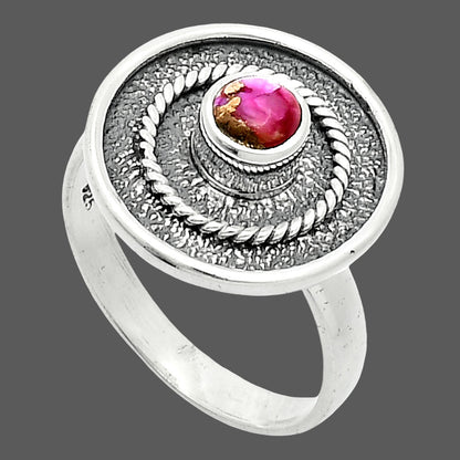 Kingman Pink Dahlia Turquoise Ring size-8 R-1439 SDR244318