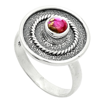 Kingman Pink Dahlia Turquoise Ring size-8 R-1439 SDR244318