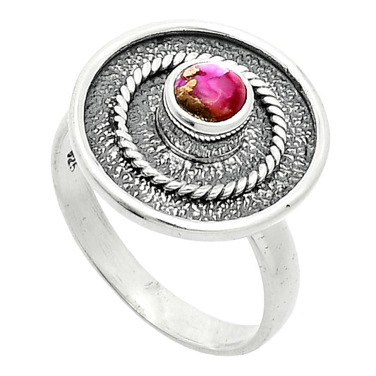Kingman Pink Dahlia Turquoise Ring size-8 R-1439 SDR244318