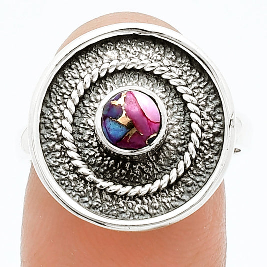 Kingman Pink Dahlia Turquoise Ring size-7.5 R-1439 SDR244327