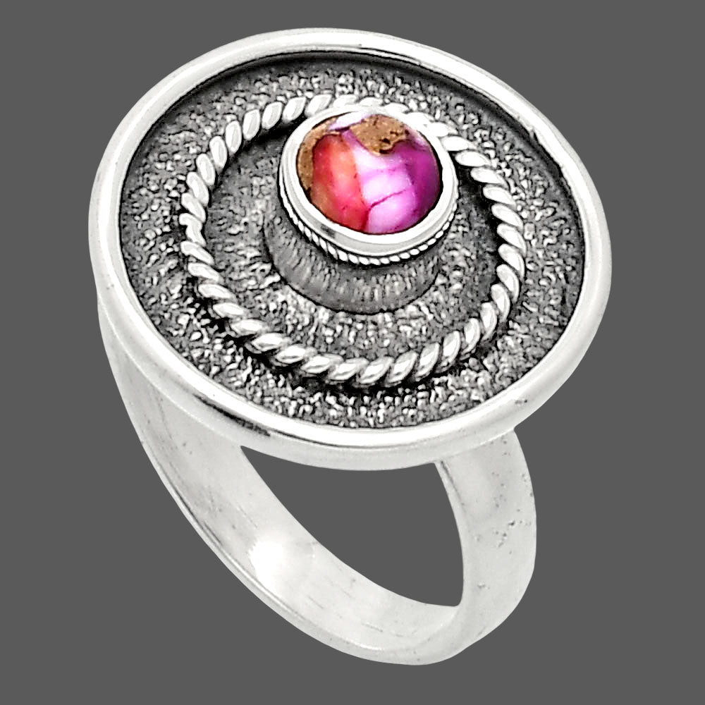Kingman Pink Dahlia Turquoise Ring size-6 R-1439 SDR244328