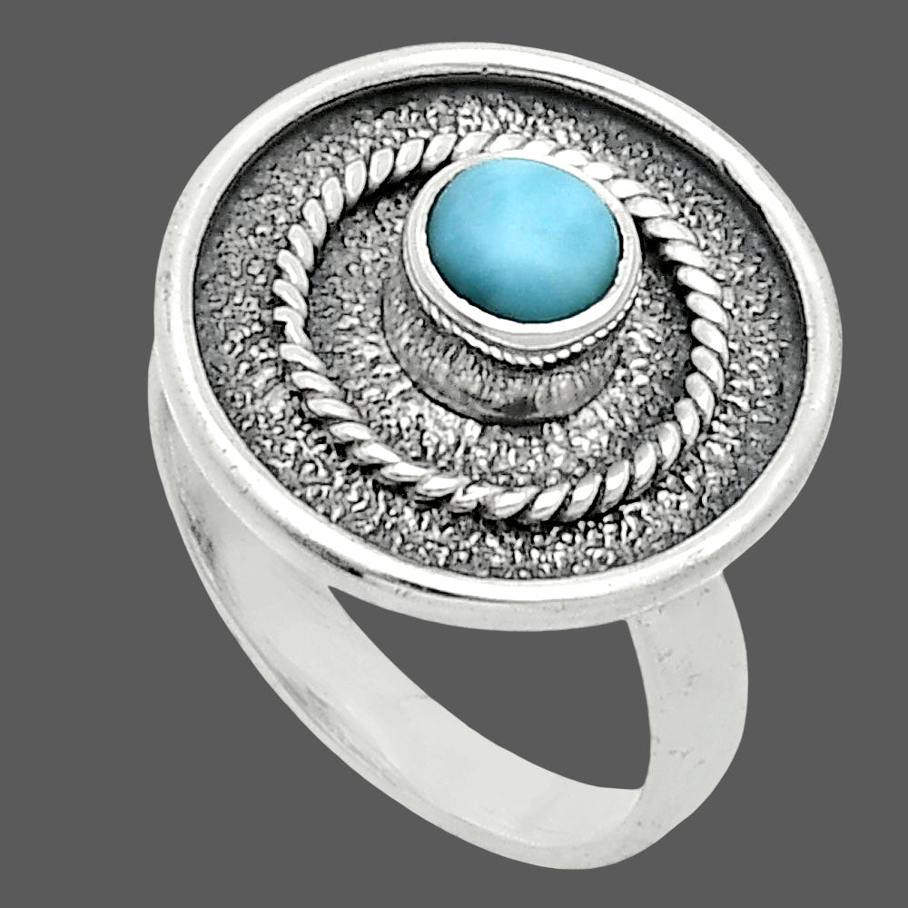 Natural Larimar (Dominican Republic) Ring size-6 R-1439 SDR244340