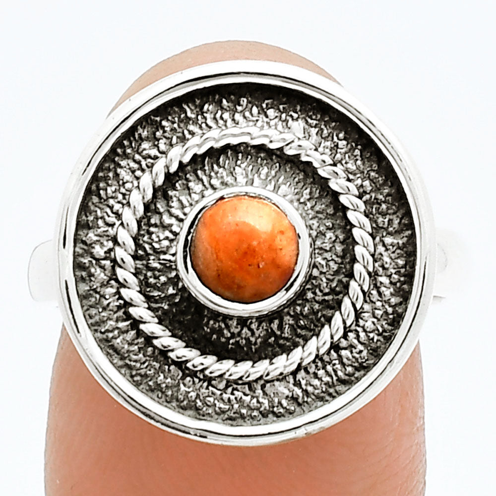 Natural Red Sponge Coral Ring size-8 R-1439 SDR244343