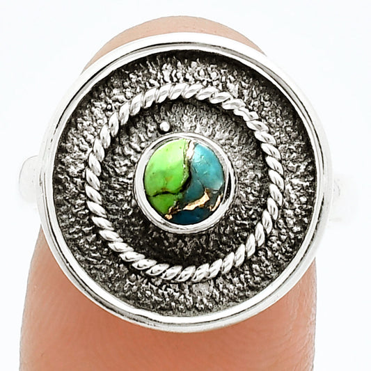 Blue Turquoise In Green Mohave - USA Ring size-8 R-1439 SDR244344