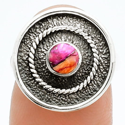 Kingman Orange Dahlia Turquoise Ring size-6 R-1439 SDR244348