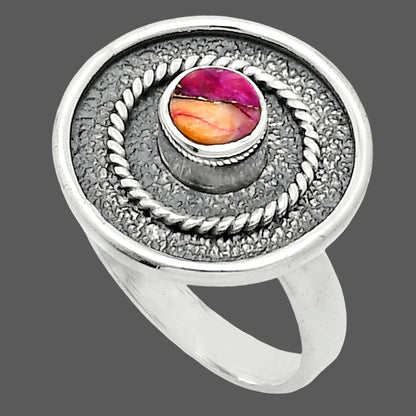 Kingman Orange Dahlia Turquoise Ring size-6 R-1439 SDR244348