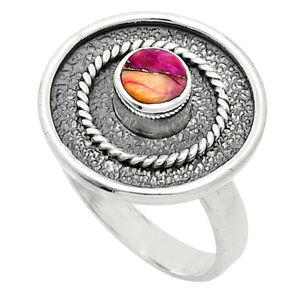 Kingman Orange Dahlia Turquoise Ring size-6 R-1439 SDR244348