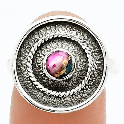 Kingman Pink Dahlia Turquoise Ring size-8 R-1439 SDR244352