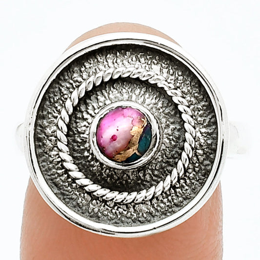 Kingman Pink Dahlia Turquoise Ring size-8 R-1439 SDR244352