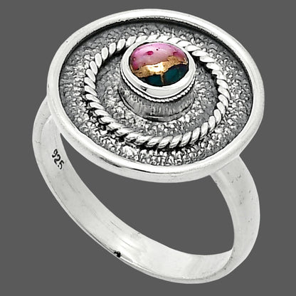 Kingman Pink Dahlia Turquoise Ring size-8 R-1439 SDR244352