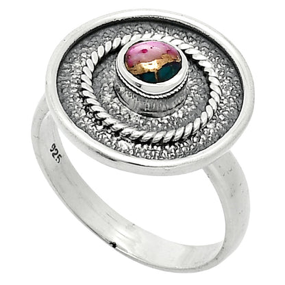 Kingman Pink Dahlia Turquoise Ring size-8 R-1439 SDR244352