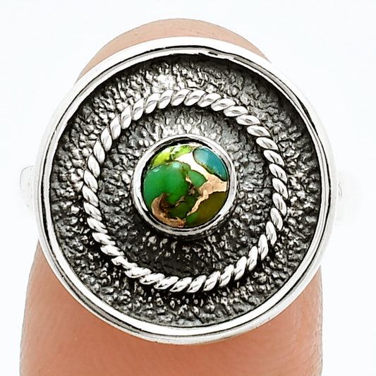 Copper Green Turquoise - Arizona Ring size-7.5 R-1439 SDR244354