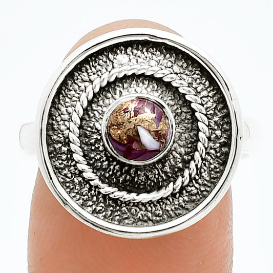 Kingman Pink Dahlia Turquoise Ring size-8 R-1439 SDR244359