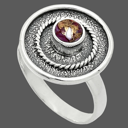 Kingman Pink Dahlia Turquoise Ring size-8 R-1439 SDR244359