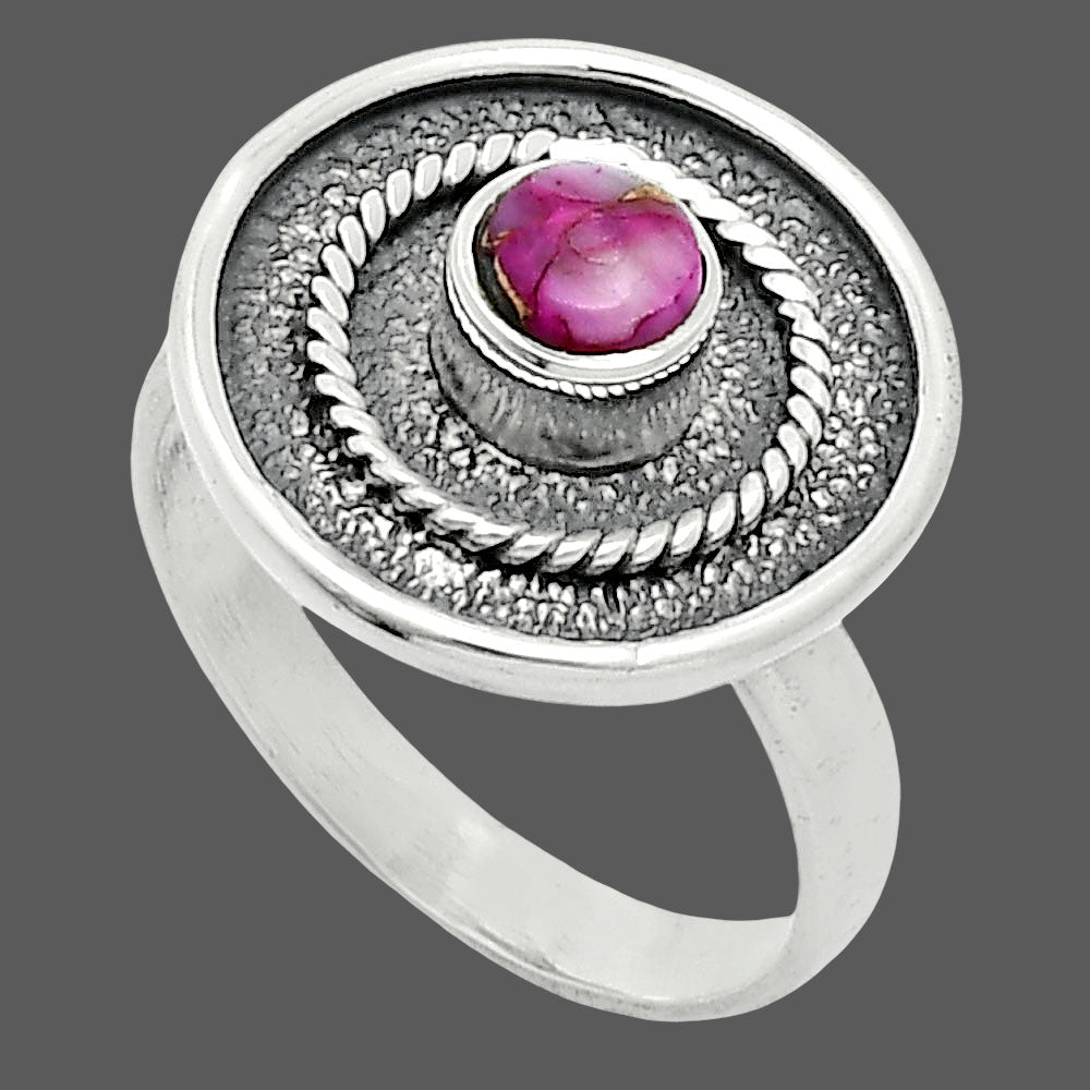 Kingman Pink Dahlia Turquoise Ring size-7.5 R-1439 SDR244360