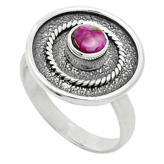 Kingman Pink Dahlia Turquoise Ring size-7.5 R-1439 SDR244360