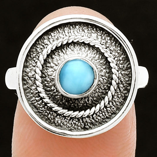 Natural Larimar (Dominican Republic) Ring size-8 R-1439 SDR244374