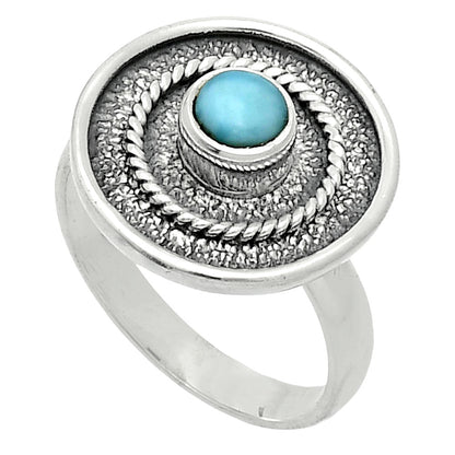 Natural Larimar (Dominican Republic) Ring size-8 R-1439 SDR244374