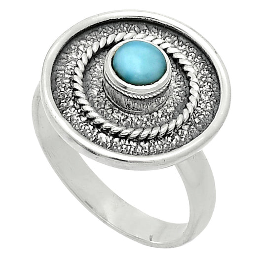 Natural Larimar (Dominican Republic) Ring size-8 R-1439 SDR244374