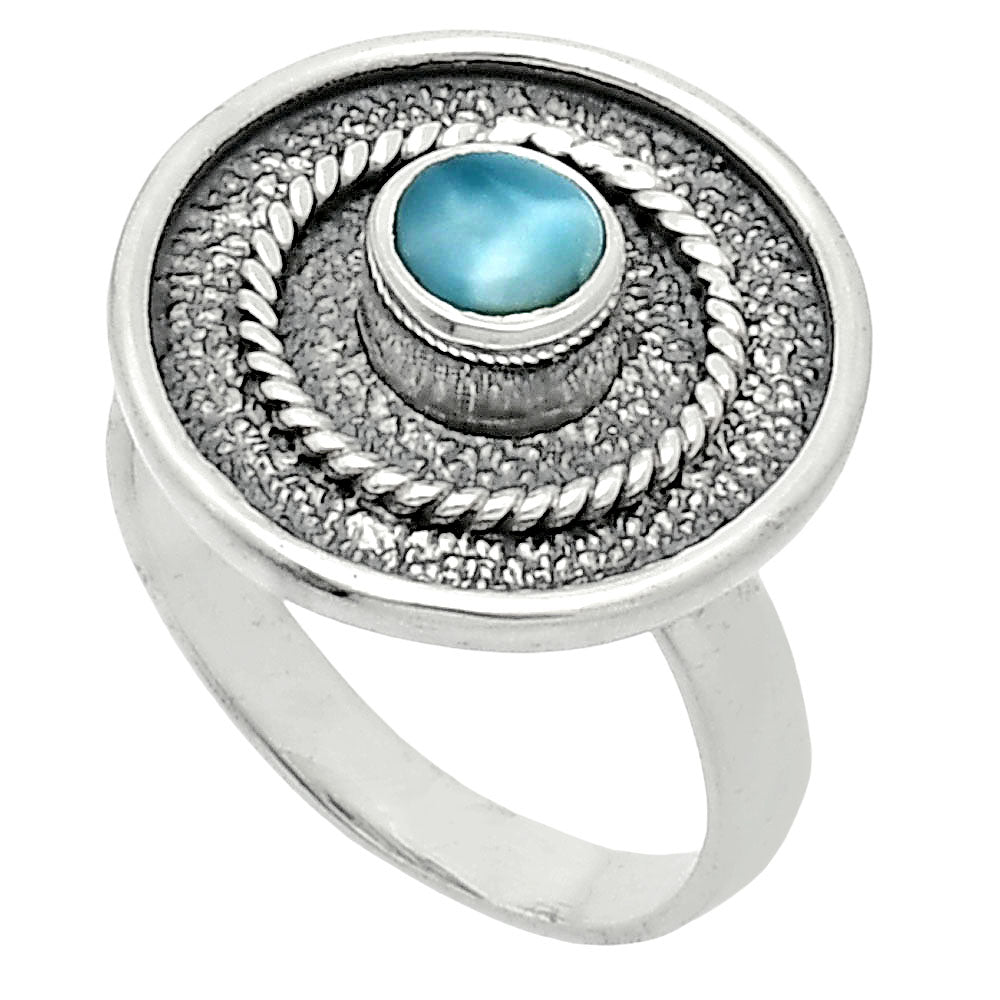 Natural Larimar (Dominican Republic) Ring size-6 R-1439 SDR244376