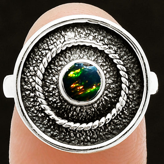 Natural Black Ethiopian Opal Ring size-7 R-1439 SDR244387