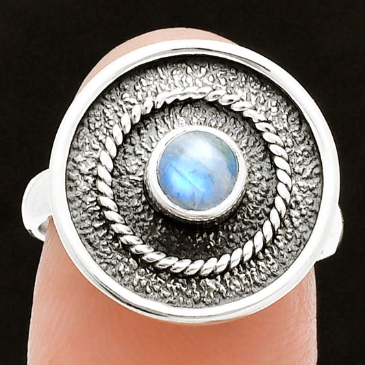 Natural Rainbow Moonstone - India Ring size-7 R-1439 SDR244391
