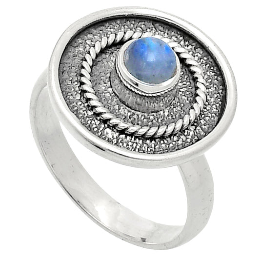 Natural Rainbow Moonstone - India Ring size-8 R-1439 SDR244392