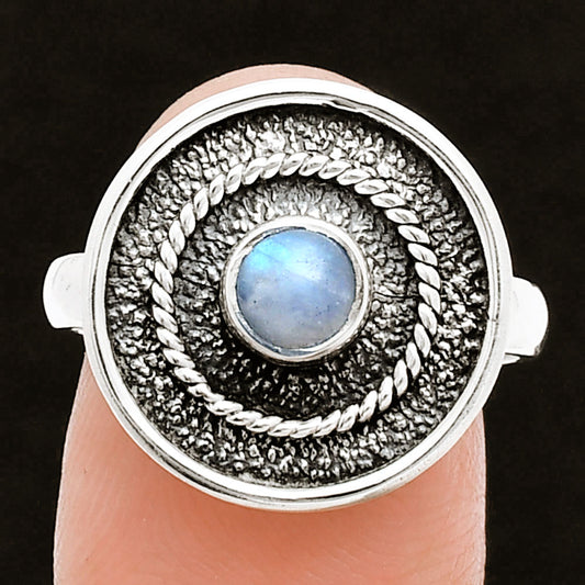 Natural Rainbow Moonstone - India Ring size-8 R-1439 SDR244393