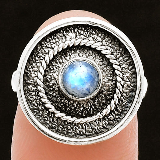 Natural Rainbow Moonstone - India Ring size-6 R-1439 SDR244395