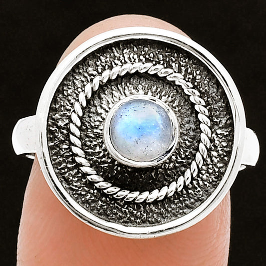 Natural Rainbow Moonstone - India Ring size-8 R-1439 SDR244396
