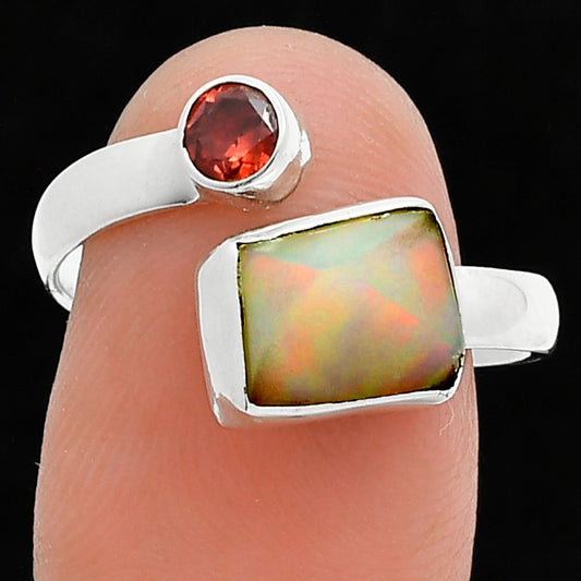Ethiopian Opal Rough & Garnet Ring size-9 R-1205 SDR244588