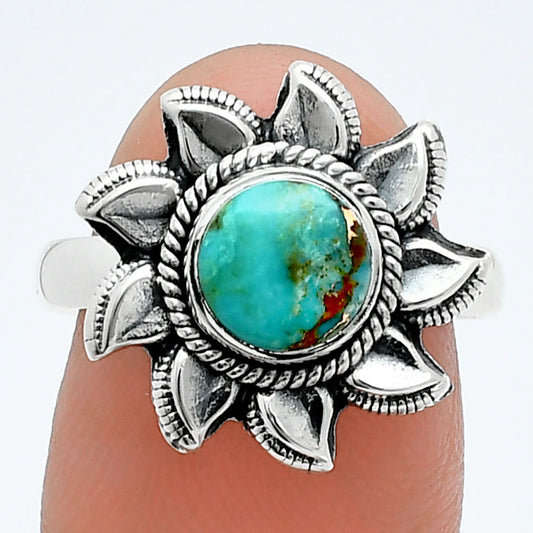 Sun Kingman Copper Teal Turquoise Ring size-7.5 R-1617 SDR244752