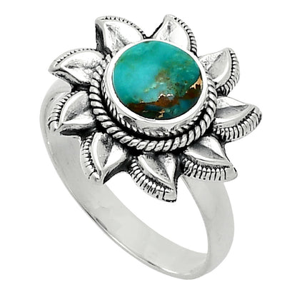 Sun Kingman Copper Teal Turquoise Ring size-7.5 R-1617 SDR244752