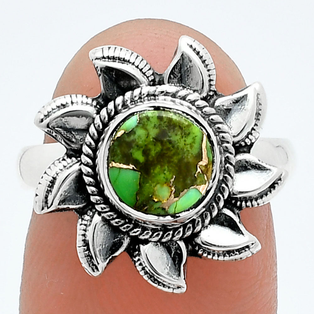 Sun - Natural Green Matrix Turquoise Ring size-7 R-1617 SDR244788