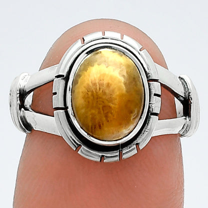 Natural Flower Fossil Coral Ring size-6 R-1533 SDR244959
