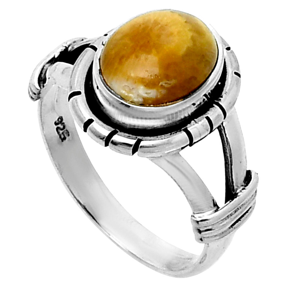 Natural Flower Fossil Coral Ring size-6 R-1533 SDR244959