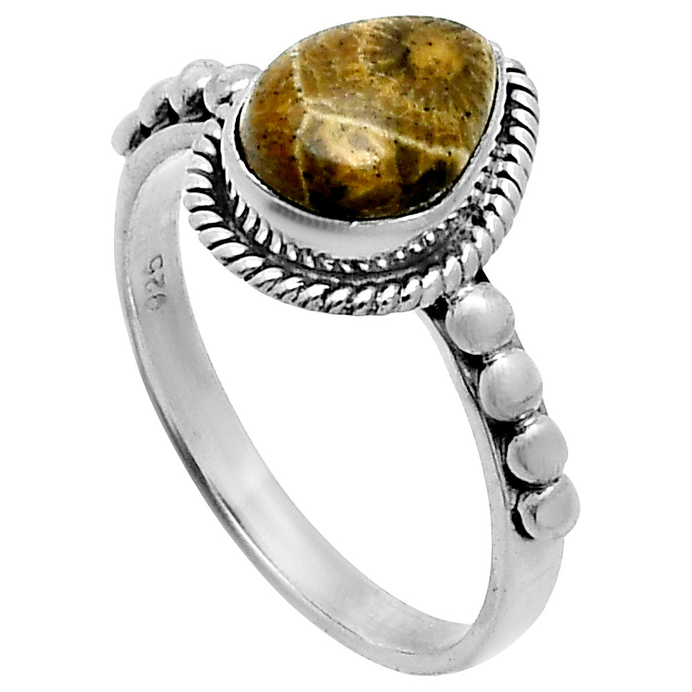 Natural Flower Fossil Coral Ring size-7.5 R-1252 SDR245175